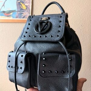 Valentino by Mario Valentino Pyramid Stud Logo Leather Backpack